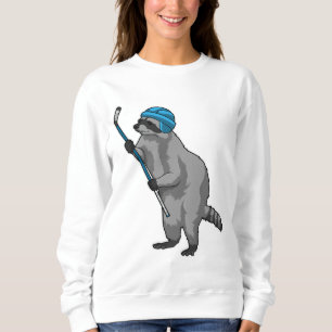 Racoon at Ice hockey with Ice hockey stick Sweatshirt
