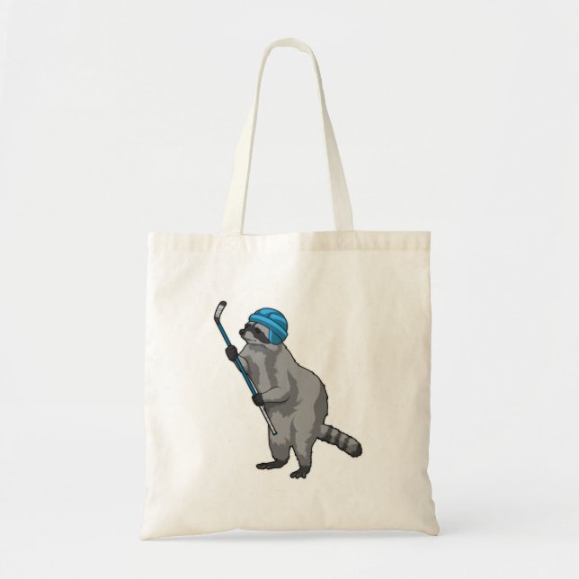 Racoon at Ice hockey with Ice hockey stick Tote Bag (Front)