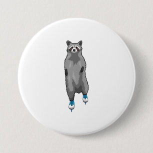 Racoon at Ice skating with Ice skates 7.5 Cm Round Badge