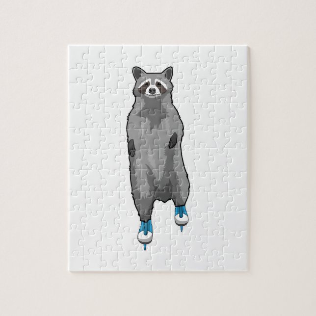 Racoon at Ice skating with Ice skates Jigsaw Puzzle (Vertical)