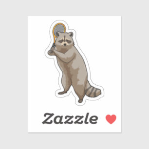 Racoon at Tennis with Tennis racket