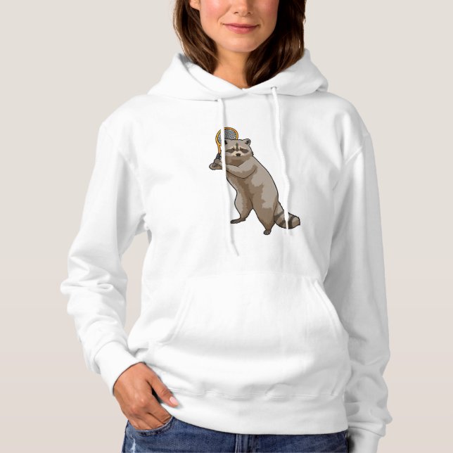 Racoon at Tennis with Tennis racket Hoodie (Front)