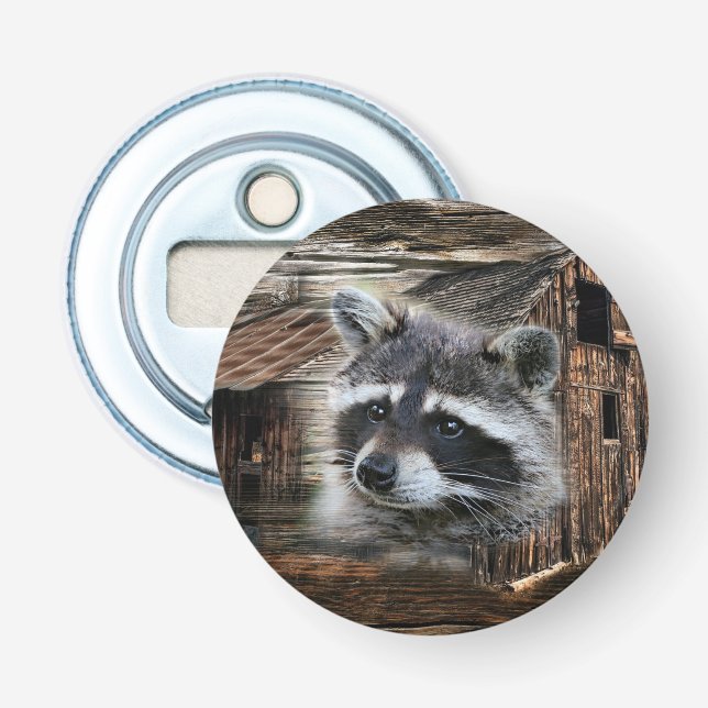 Racoon At The Old Barn Bottle Opener (Front)