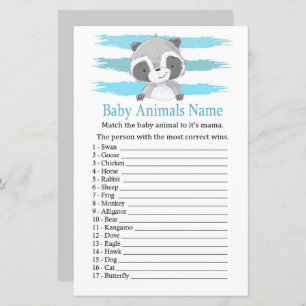Racoon Baby Animals Name Game