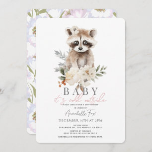 Racoon Baby It's Cold Outside Baby Shower Invitation