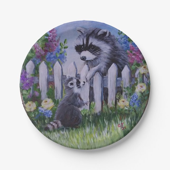 Racoon & baby paper plates (Front)