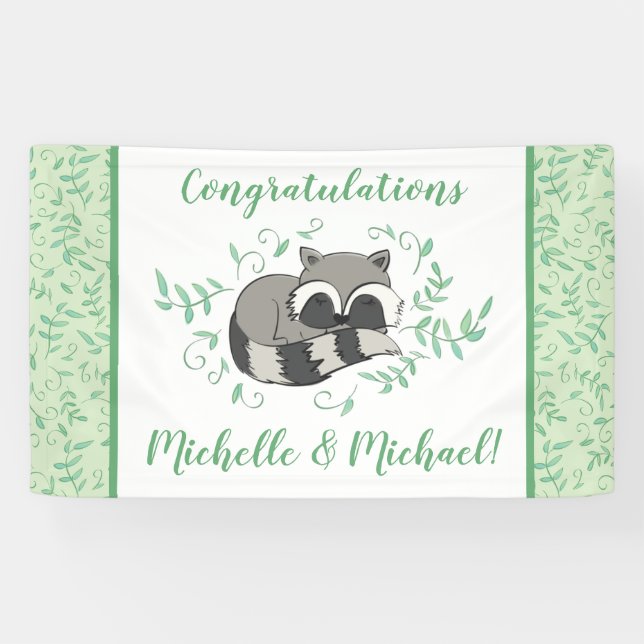 Racoon Baby Shower Banner (Horizontal)
