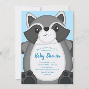 Racoon Baby Shower Blue Invitation