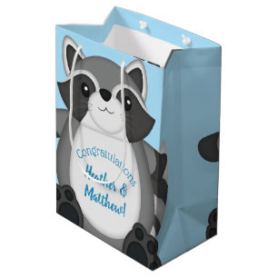 Racoon Baby Shower Blue Medium Gift Bag