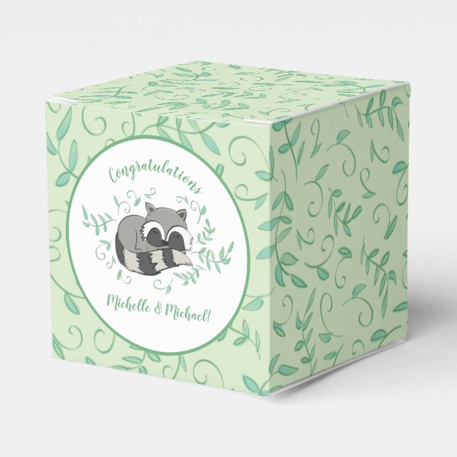 Racoon Baby Shower Favour Box (Front Side)