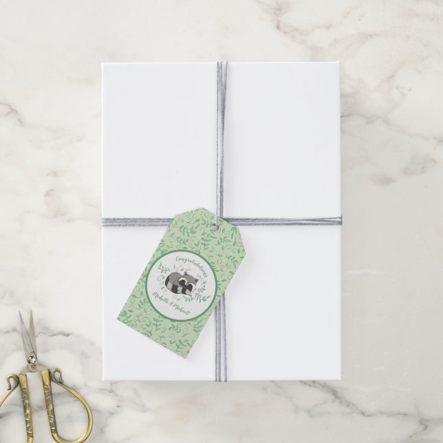 Racoon Baby Shower Gift Tags (With Twine)