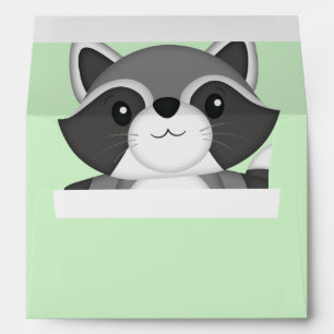 Racoon Baby Shower Green Envelope