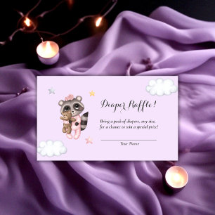 Racoon Baby Shower Lavender Diaper Raffle Enclosure Card