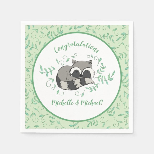 Racoon Baby Shower Napkin (Front)