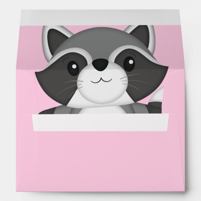 Racoon Baby Shower Pink Envelope (Back (Bottom))