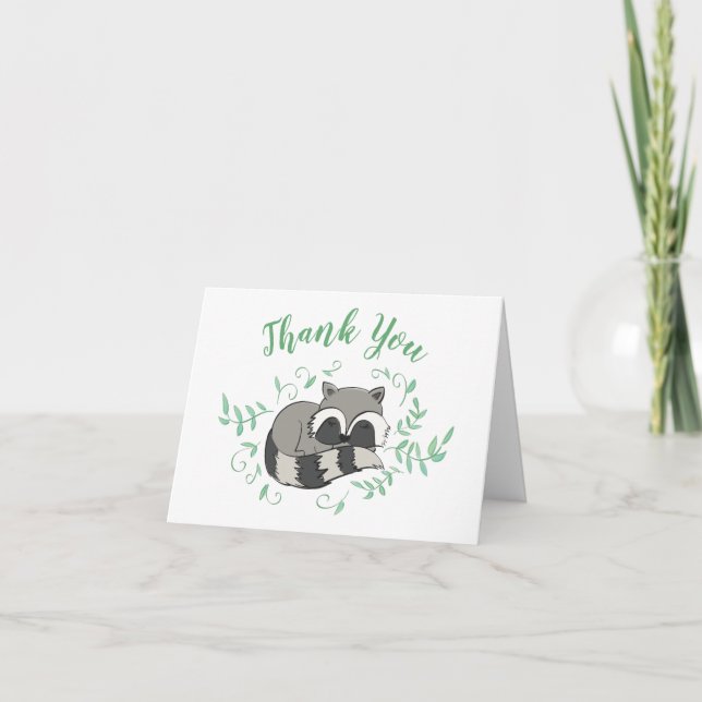 Racoon Baby Shower Thank You Card (Front)