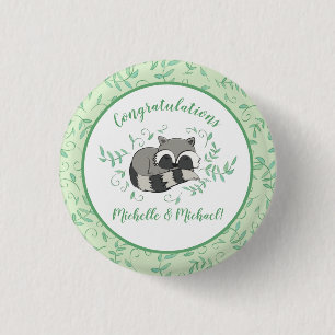 Racoon Baby Shower Woodland Animals 3 Cm Round Badge
