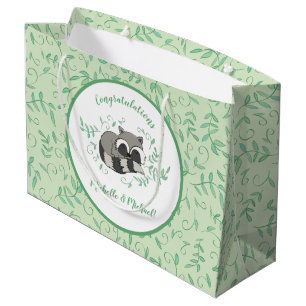 Racoon Baby Shower Woodland Animals Large Gift Bag