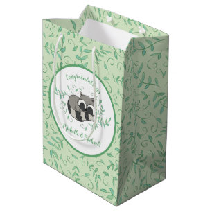 Racoon Baby Shower Woodland Animals Medium Gift Bag