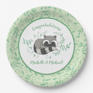 Racoon Baby Shower Woodland Animals Paper Plate
