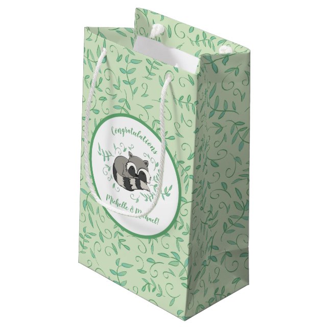 Racoon Baby Shower Woodland Animals Small Gift Bag (Back Angled)