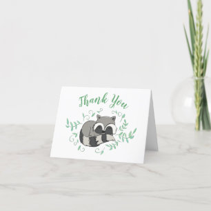 Racoon Baby Shower Woodland Animals Thank You Card