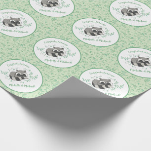 Racoon Baby Shower Woodland Animals Wrapping Paper