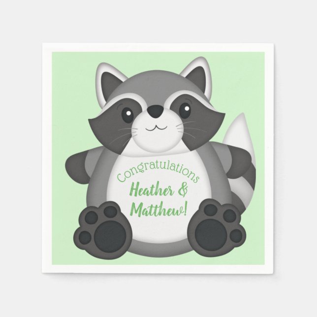Racoon Baby Shower Woodland Napkin (Front)
