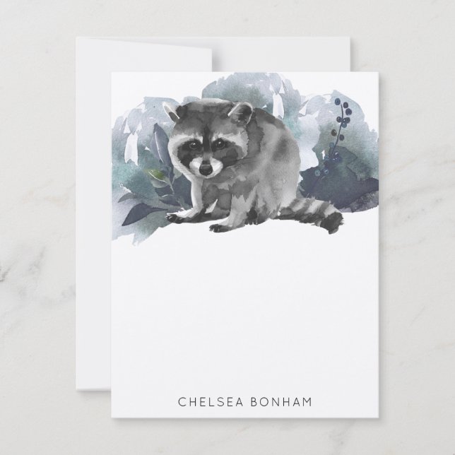 Racoon Baby Watercolor Scenery Note Card (Front)