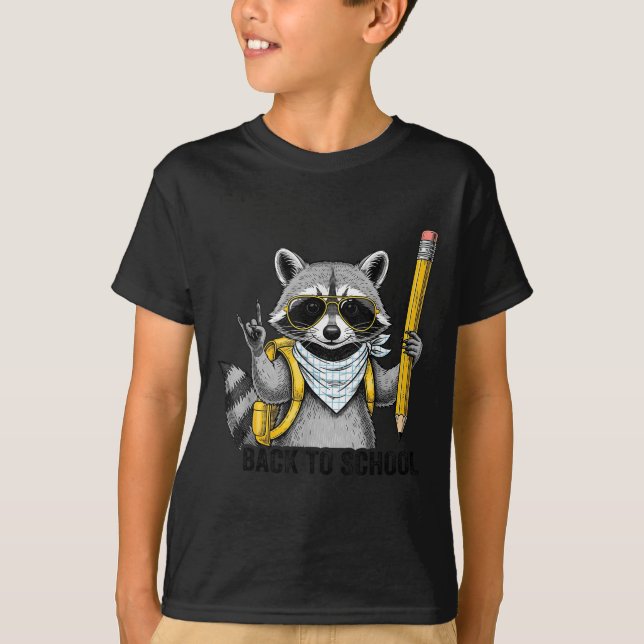 Racoon Back To School Funny For Teacher Boy Girl  T-Shirt (Front)