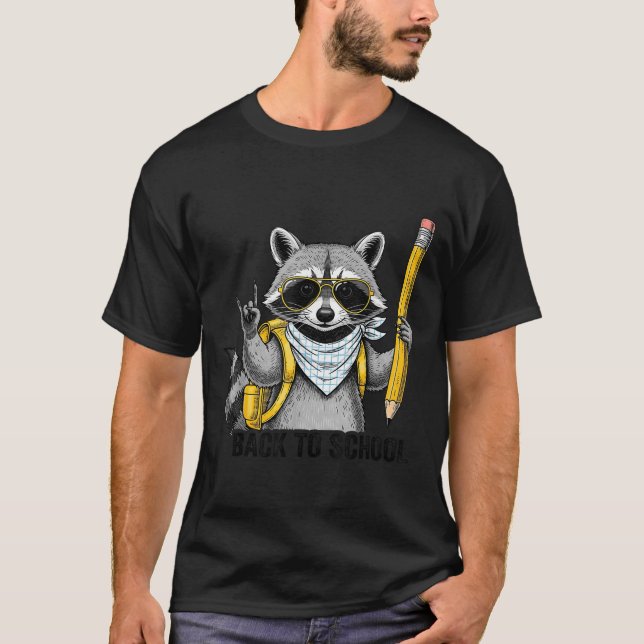 Racoon Back To School Funny For Teacher Boy Girl  T-Shirt (Front)