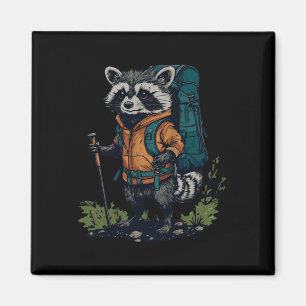 Racoon Backpacker Mountain Hiking Camping Funny  Magnet