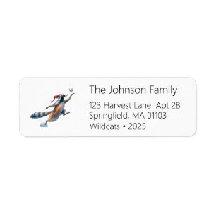 Racoon Baseball Address Label