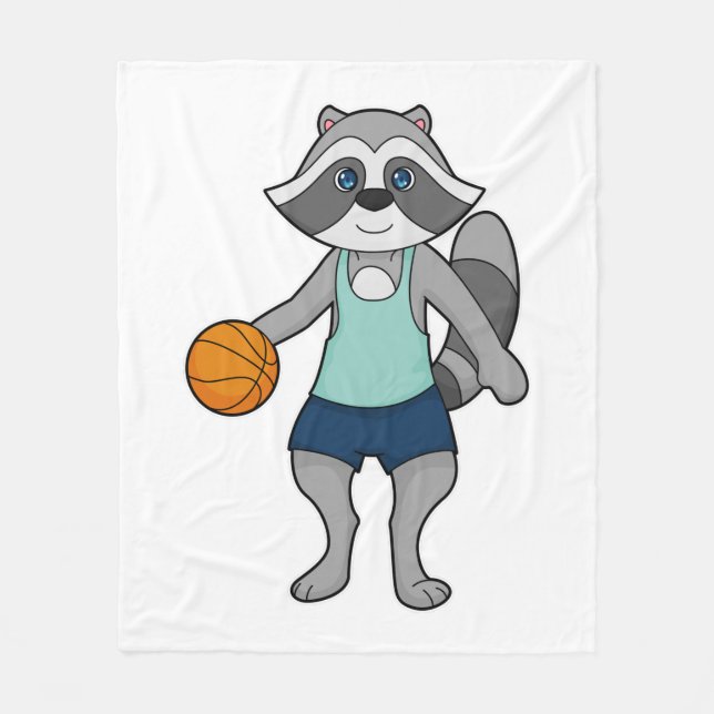 Racoon Basketball player Basketball Fleece Blanket (Front)