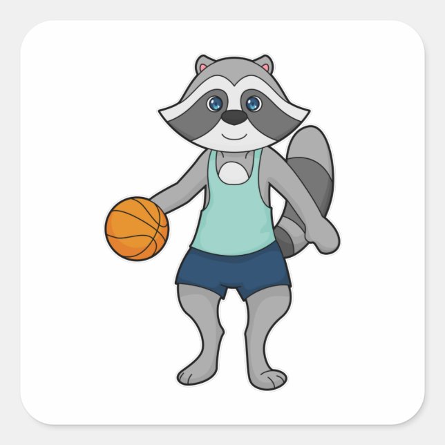Racoon Basketball player Basketball Square Sticker (Front)