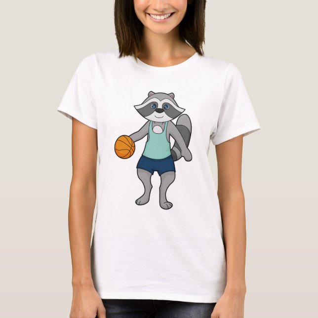 Racoon Basketball player Basketball T-Shirt (Front)