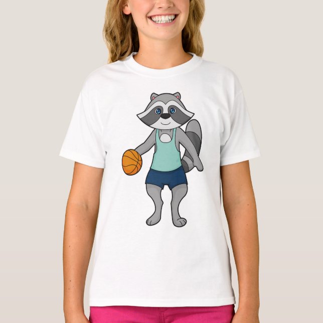 Racoon Basketball player Basketball T-Shirt (Front)