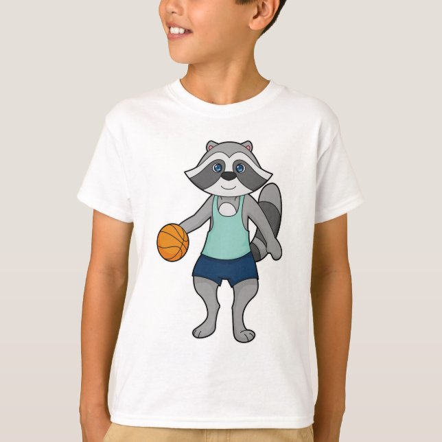 Racoon Basketball player Basketball T-Shirt (Front)