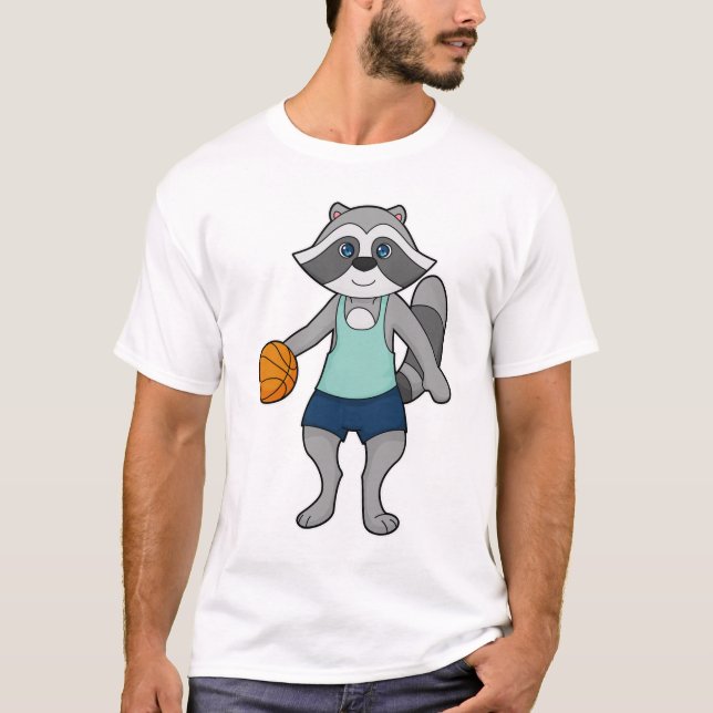 Racoon Basketball player Basketball T-Shirt (Front)
