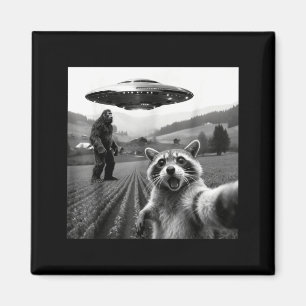 Racoon Bigfoot Selfie Ufo Funny Racoon Alien Bigfo Magnet