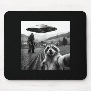 Racoon Bigfoot Selfie Ufo Funny Racoon Alien Bigfo Mouse Mat