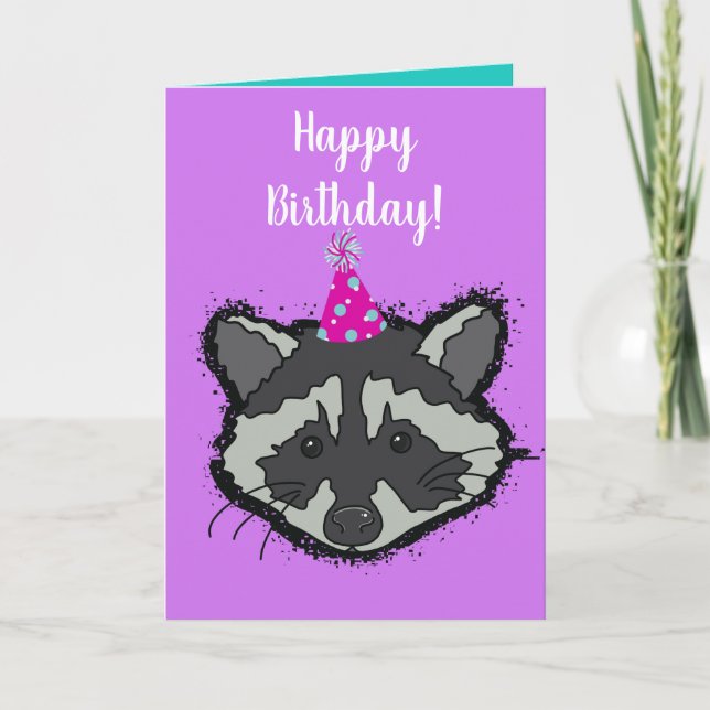 Racoon Birthday card (Front)
