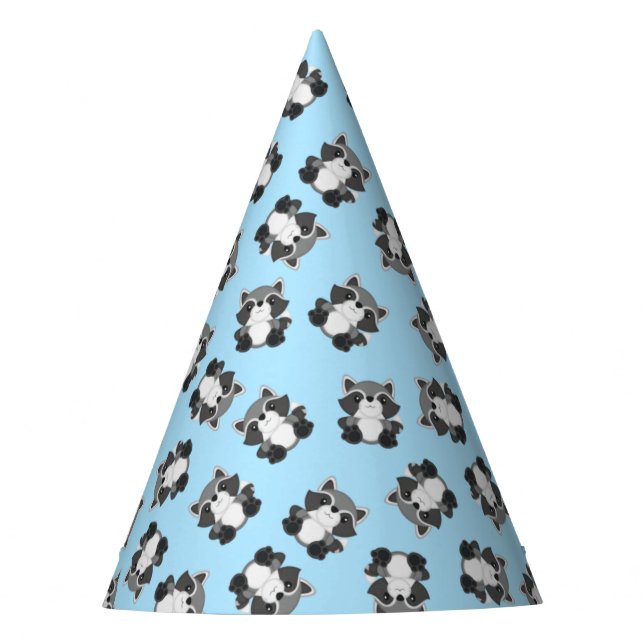 Racoon Birthday Party Blue Party Hat (Front)