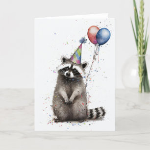 Racoon Birthday Party Folded Greeting Card