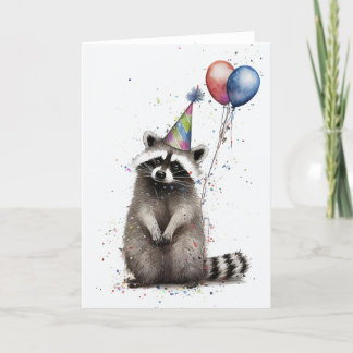 Racoon Birthday Party Folded Greeting Card