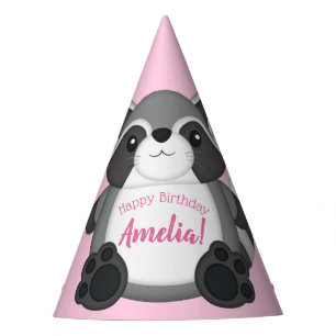 Racoon Birthday Party Pink Party Hat