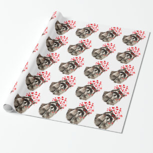 Racoon Blowing Kisses Watercolor Wrapping Paper