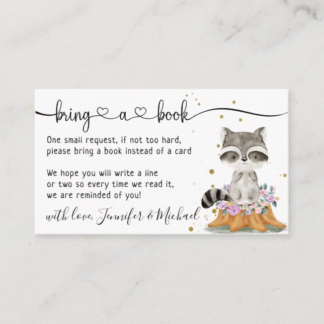 Racoon Bring a Book Enclosure Card (Front)