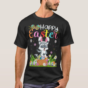 Racoon Bunny Egg Hunting Funny Racoon Happy East T-Shirt