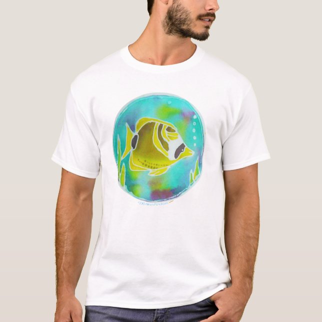 Racoon Butterfly Fish Batik Art T-Shirt (Front)